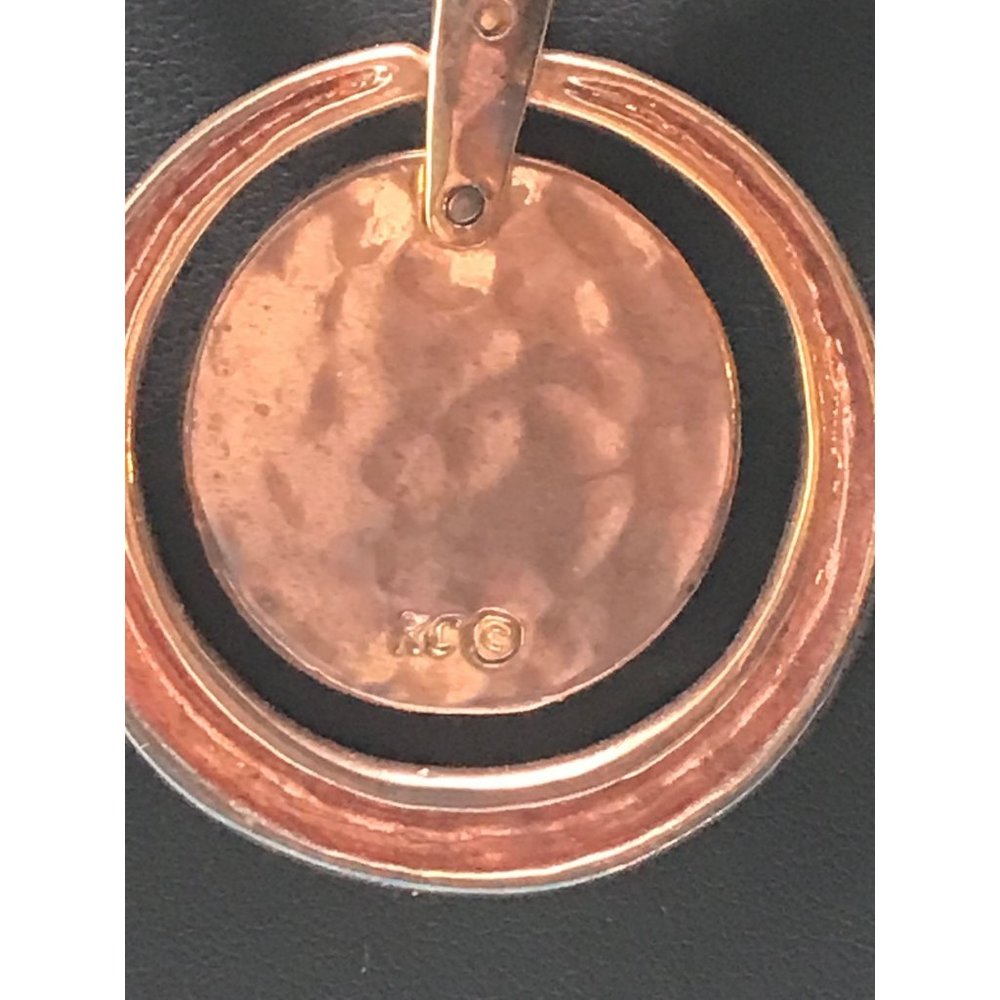 Kenneth Cole Copper Toned Necklace with Swirly 3 Color Enamel Dog Tag Pendant - Picture 3 of 4